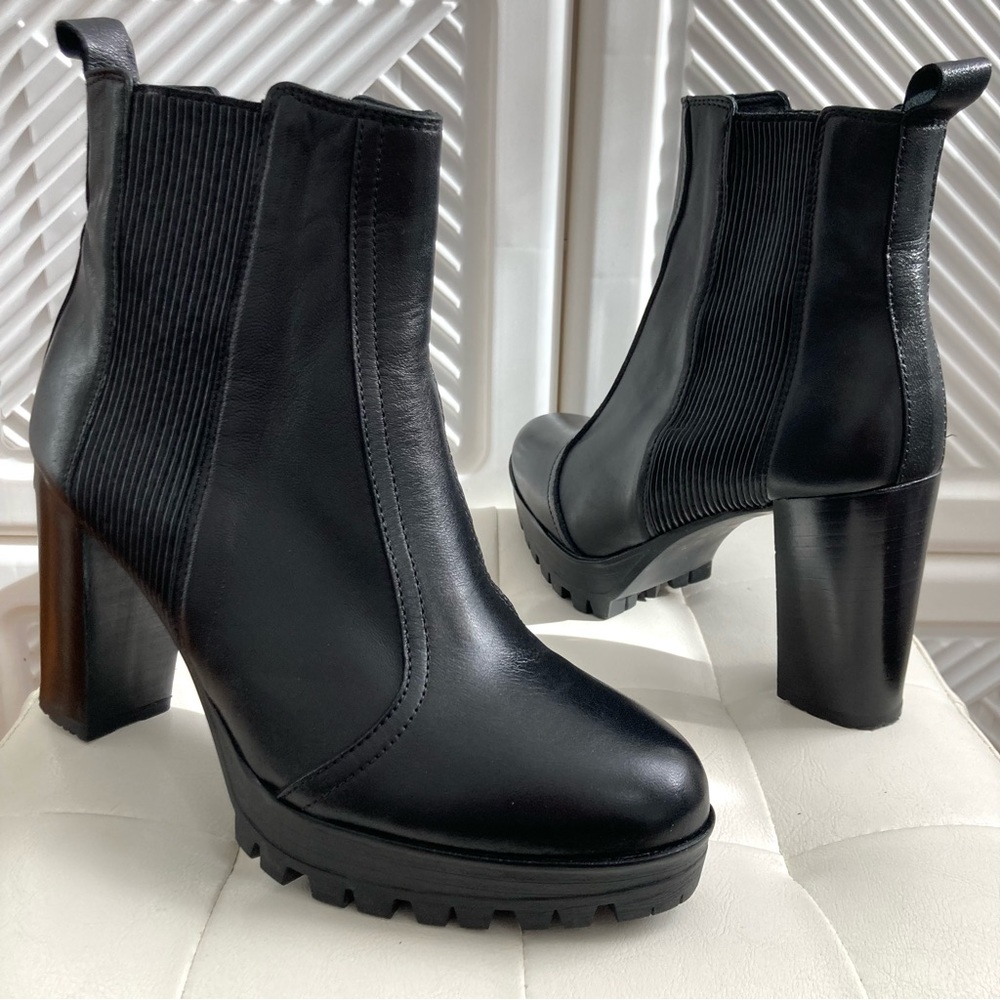 Leather Platform Chelsea Ankle Boot